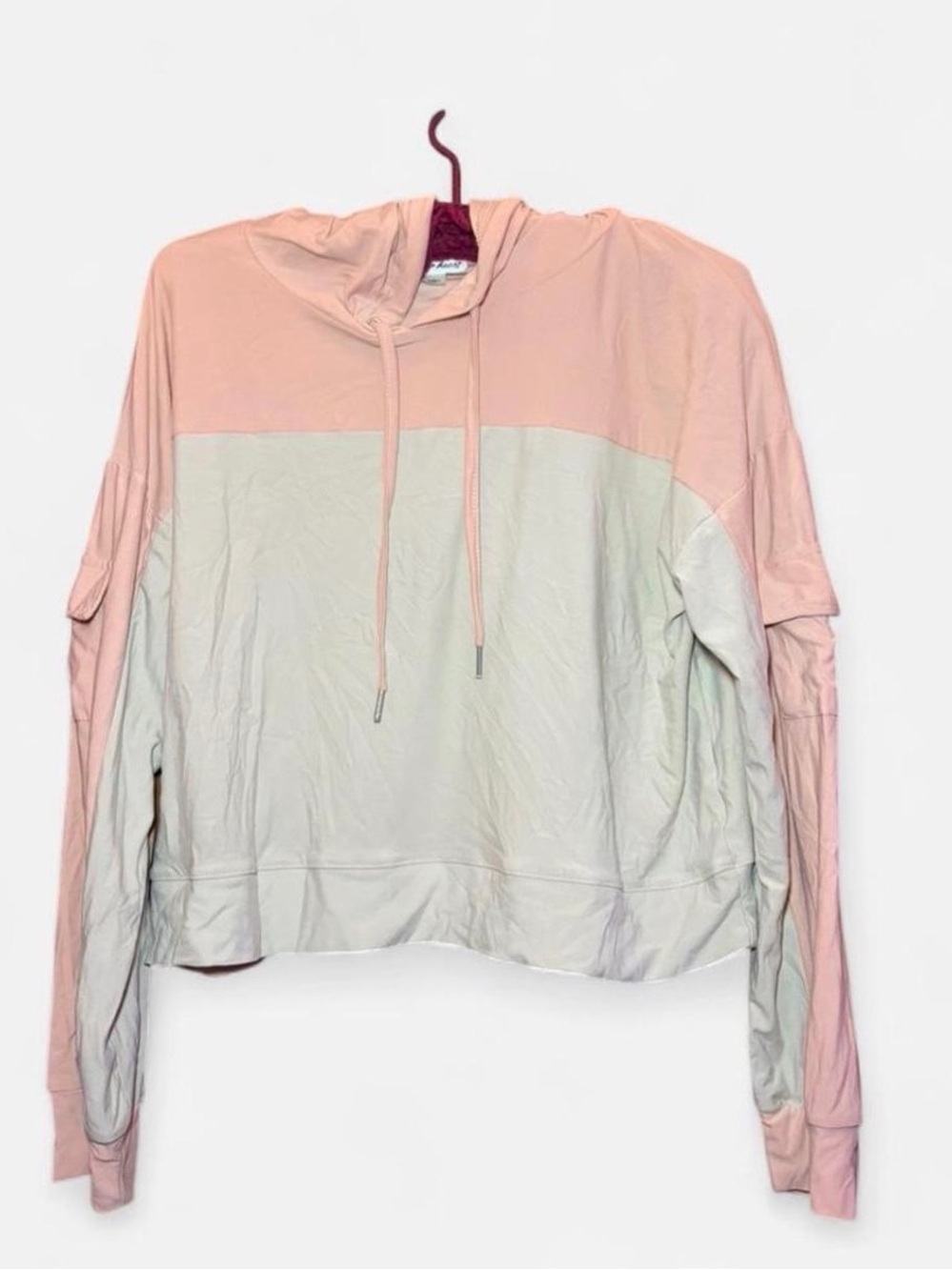 Derek Heart Pink & Cream Colorblock Hooded Pullover